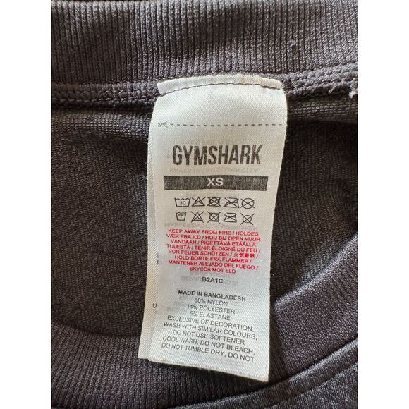 Gymshark Charcoal Long Sleeve Workout Material Crop Top Size XS - Picture 3 of 3